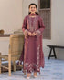 QL 2850 3Pc-Unstitched Fully Embroidered Lawn Fabric With With bamber Chifoon Dupatta with patches