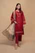 Winter Stuff 3 piece Fully Embroidered With Digital Printed Monar Dupatta