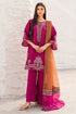 JZ-2830-3 Piece - Unstitched Embroidered Lawn Fabric With Embroidered Chiffon Dupatta