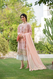 CS 34 Embroidered 3pc Lawn Chicken Kari dress with embroidered chiffon dupatta