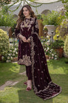3Pc Heavy Embroidery Velvet Dress With Velvet Embroidery Shawl - RD 1004